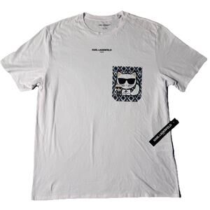 New Karl Lagerfeld Paris Choupette Faux Pocket T-Shirt Mens XL